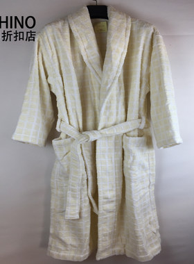 热销内野cd方格纯棉浴袍浴衣 全棉毛巾料男女家居服柔软蓬松吸水