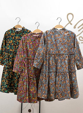 哈尼尚女童碎花连衣裙新款儿童裙子简约中大童洋气公主裙