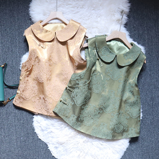 提花 新中式 洋气减龄娃娃领马甲女背心高级上衣 流光浮影 mei爆