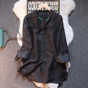 衬衫 国风立领盘扣小众设计暗纹提花长袖 遮臀上衣 新中式 化繁为简