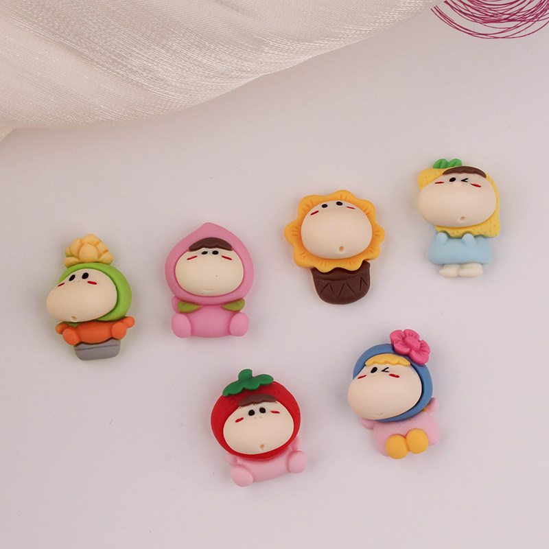 可爱创意卡通草莓大脸嘟嘟嘴小公仔蜜桃DIY手机壳材料包胸针贴片