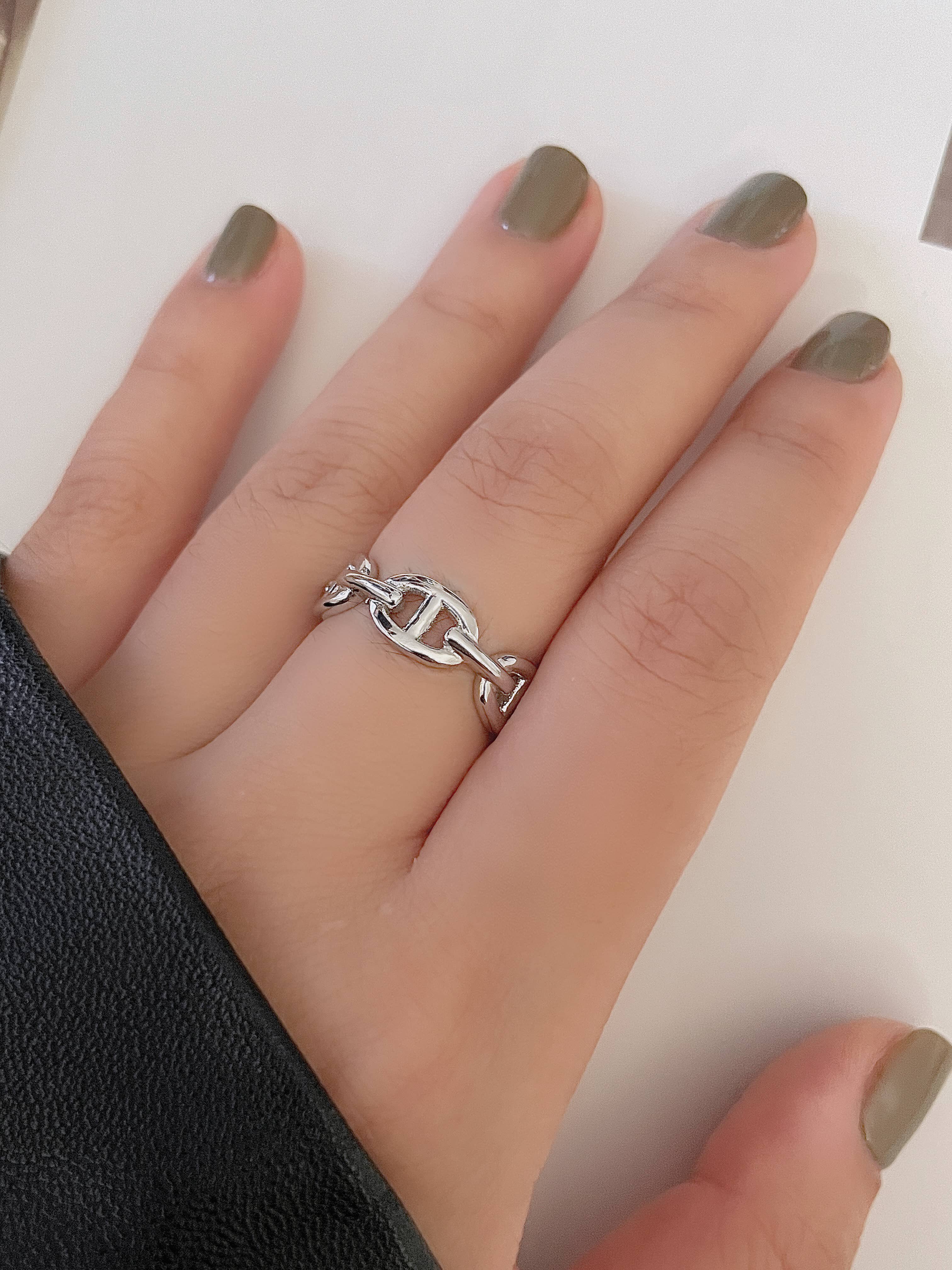 7 rings 925银猪鼻子戒指女小众设计时尚个性食指戒指高级感指环