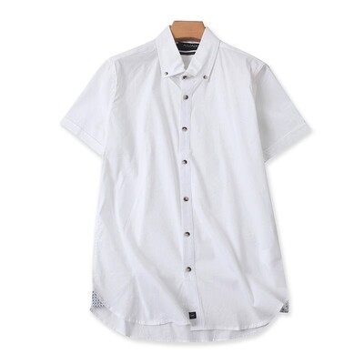 外贸短袖翻领衬衫男女宽松休闲