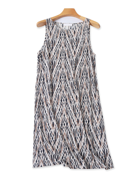 外贸背心连衣裙 夏季新款无袖圆领印花显瘦中长款女套头裙子09212