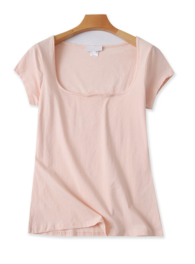 低领短袖T恤衫 夏季新款百搭时尚体恤女打底衫 休闲外贸上衣21333