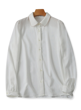 翻领雪纺衫 春秋新款镶边打底衬衫 女长袖时尚衬衣 外单上衣19542