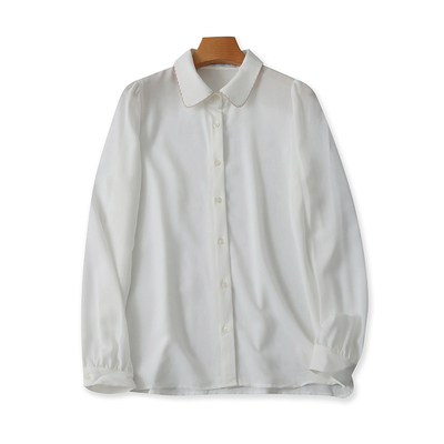 爱丽爱熙宽松百搭长袖雪纺衬衣