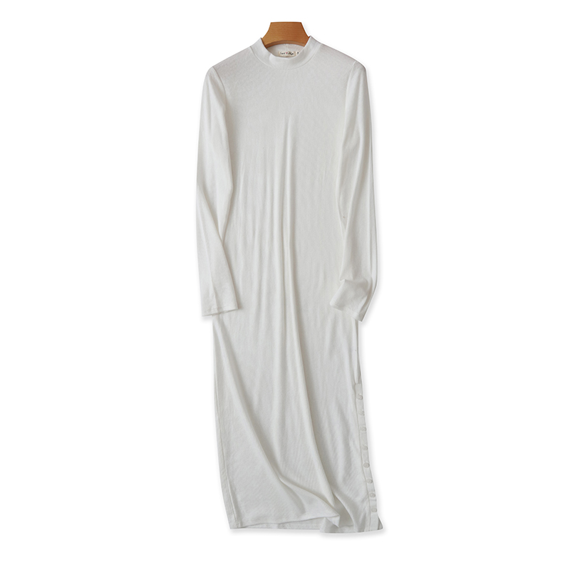 百搭款针织纯色长款修身连衣裙