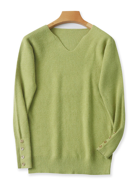 V领毛衣针织衫 春秋新款弹力百搭时尚女打底衫 修身长袖上衣24382