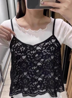 两件套装木耳边针织衫+蕾丝钩花吊带百搭显瘦女外贸上衣套装04081