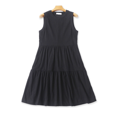 外贸圆领无袖连衣裙中长款时尚