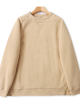 外贸圆领加绒加厚外套 秋冬新款保暖宽松卫衣男女颗粒衫上衣06604