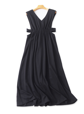 背心连衣裙 夏季新款收腰显瘦长款背带裙 露腰时尚女长裙子15534