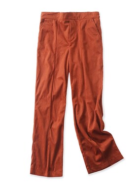 半松紧腰灯芯绒休闲裤 春秋新款开叉微喇裤 宽松时尚长裤子 03271