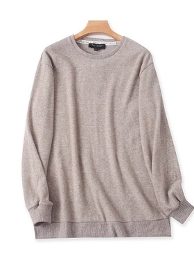 外贸大码针织衫卫衣 弹力开叉打底衫 男女春秋新款长袖上衣 10174