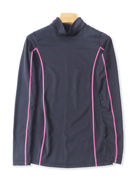 半高领绗线打底T恤衫 春秋新款长袖弹力速干衣 瑜伽服女上衣10303