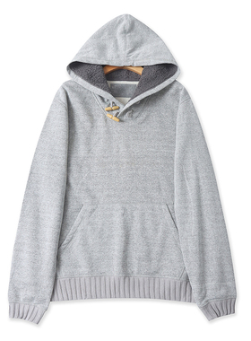 外贸连帽加绒厚卫衣 秋冬款牛角扣套头帽衫男女休闲宽松上衣20203