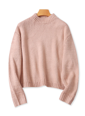 立领针织毛衣 秋冬新款长袖百搭时尚针织衫 女套头打底上衣 03254