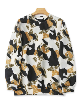 圆领印花T恤衫 春夏季新款长袖卫衣宽松休闲女装打底衫上衣 02272