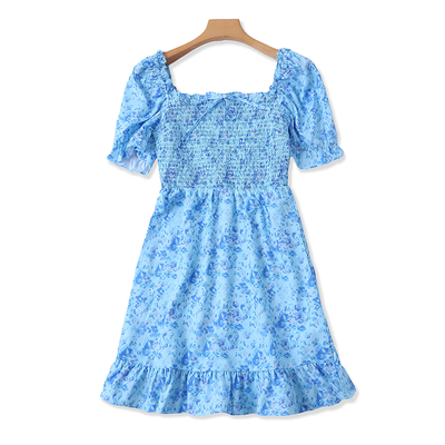 百搭款A字裙印花碎花连衣裙