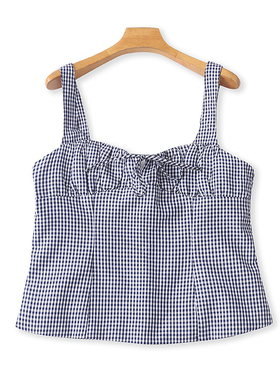 外贸吊带格子衫 夏季新款百搭时尚小背心女打底显瘦甜美上衣02052