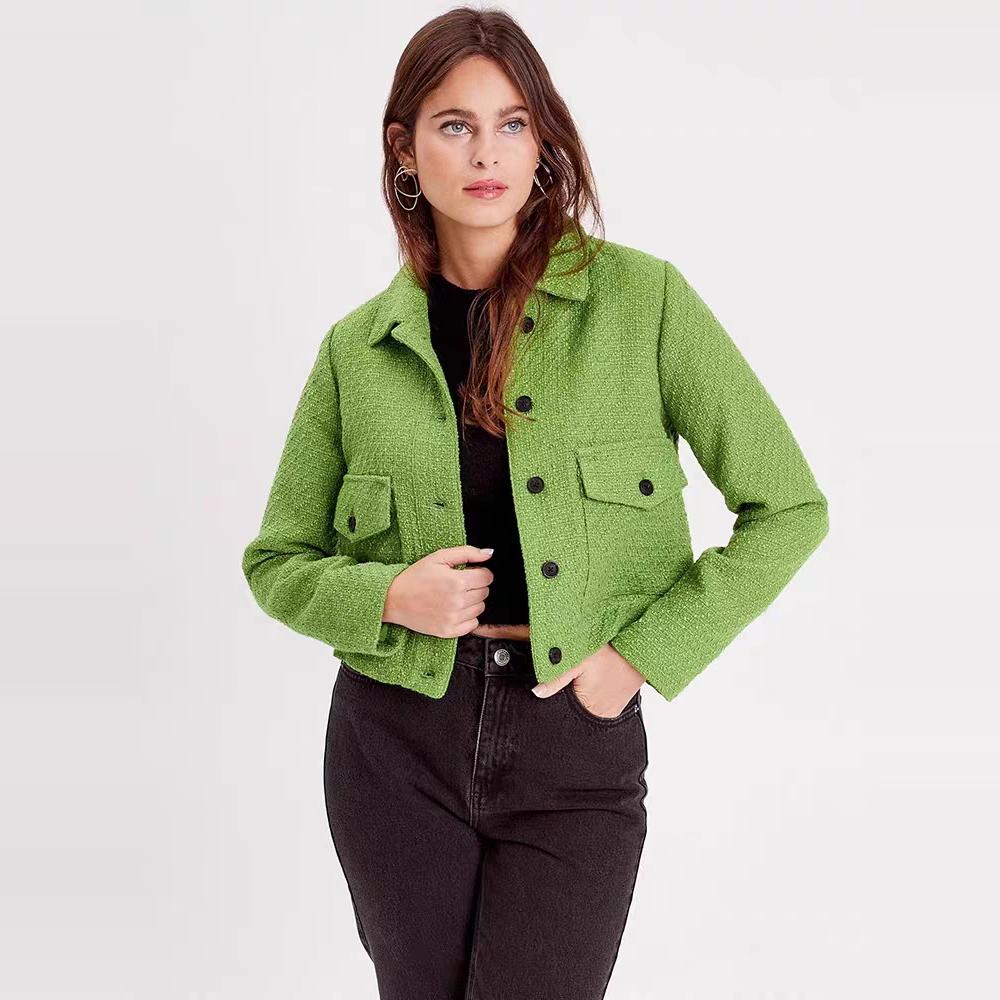 爱丽爱熙百搭外套纽扣开衫短款