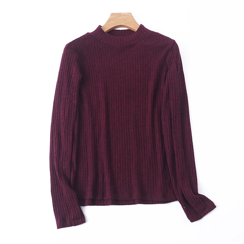 立领针织T恤衫女春季新款时尚