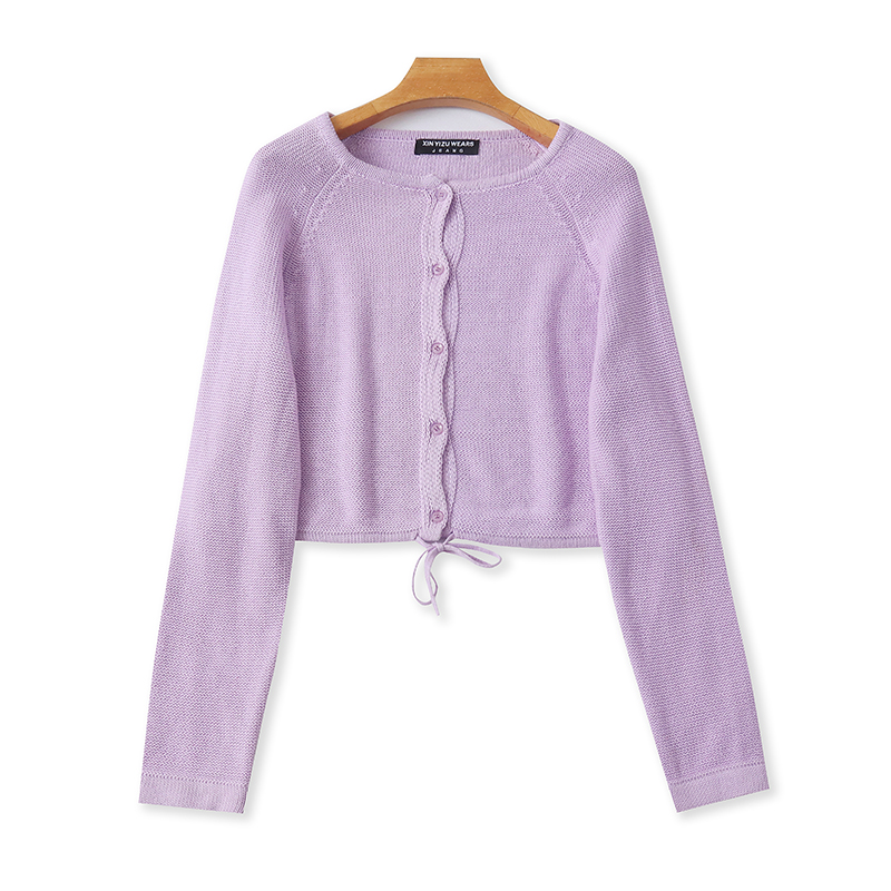 时尚长袖针织开衫纽扣毛衣外套