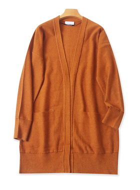 中长款针织开衫 春秋新款外贸宽松披肩 女纯色长袖外套 罩衫11064