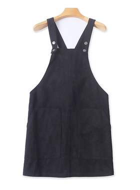 麂皮绒背带裙 春秋新款百搭时尚女装显瘦宽松外贸中长款裙子18041