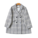 女厚宽松上衣 大板小香风外套 21384 格子长袖 西装 秋冬新款 中长款