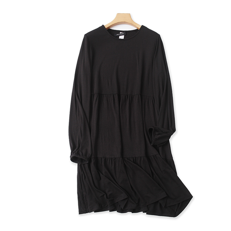 百搭款A字裙黑色拼接连衣裙