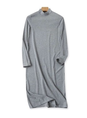 立领中长款连衣裙 春秋新款外贸修身显瘦打底衫 女长袖裙子 02073