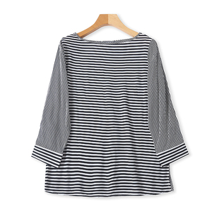 外贸条纹7分袖 春秋新款 体恤宽松休闲显瘦女打底衫 上衣05034 T恤衫