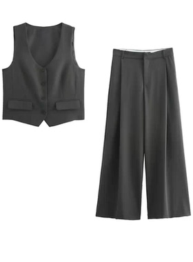 外贸V领无袖马甲 春秋新款修身显瘦时尚马褂 女纽扣开衫上衣04282