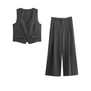 外贸高腰休闲阔腿裤 春夏款纯色显瘦女直筒裤时尚宽松长裤子02012