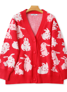 慵懒风针织毛衣 春秋新款时尚宽松休闲纽扣开衫长袖上衣外套04164