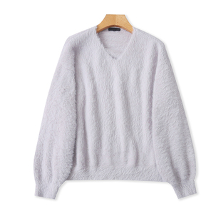 针织衫 日单V领仿水貂绒长袖 时尚 春秋款 女宽松保暖上衣17111 毛衣