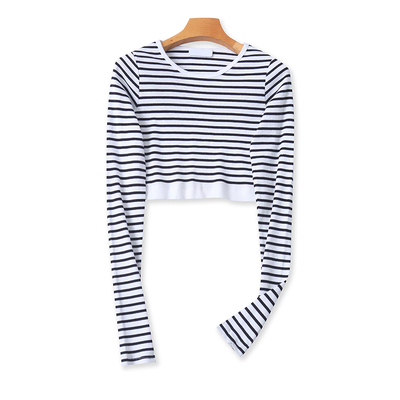 长袖薄款条纹打底衫上衣