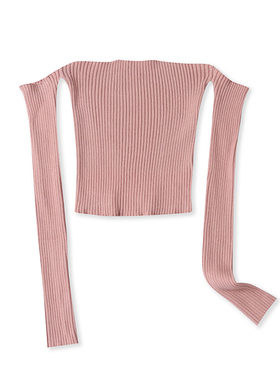 长袖针织抹胸小衫 春秋新款短款弹力修身T恤 女士打底衫上衣05482