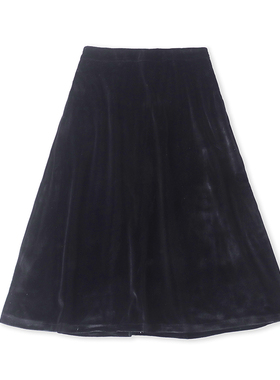 外贸半松紧腰金丝绒半身裙春秋新款纯色时尚女A字中长款裙子05122