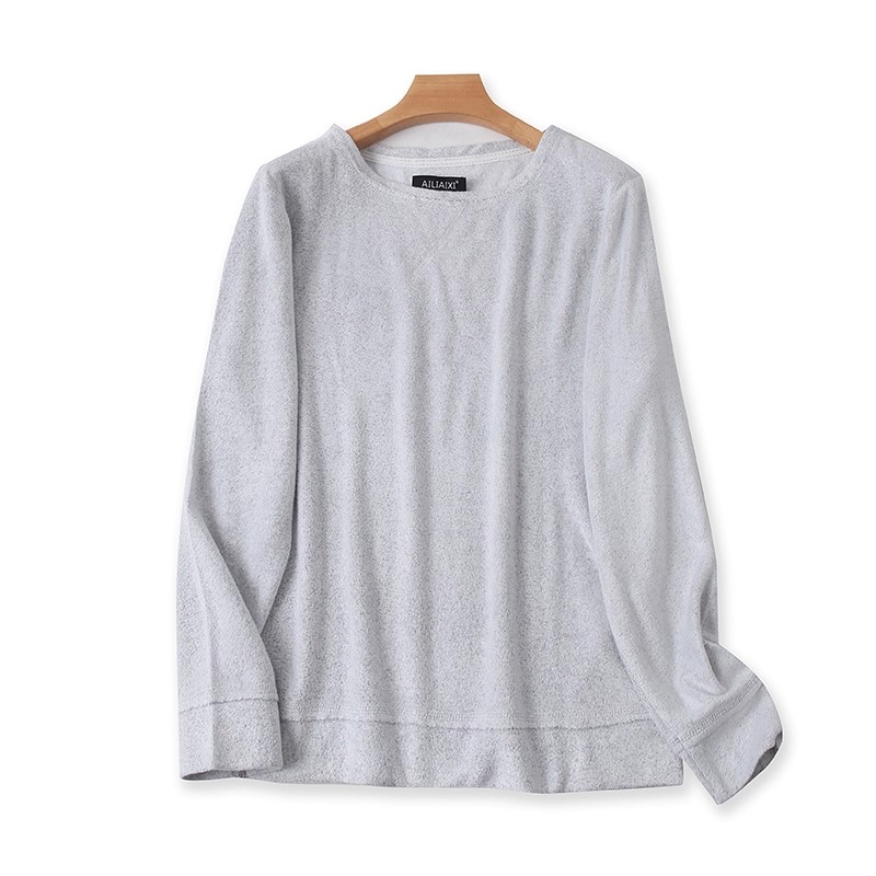 外贸圆领加绒卫衣 春秋季新款长袖宽松套头针织衫女毛圈上衣16354