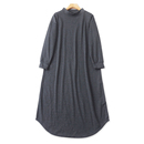 长款 保暖女宽松大版 裙子11113 秋冬新款 日单半高领加绒卫衣连衣裙