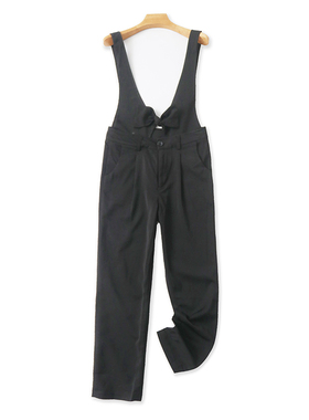 黑色背带裤 春夏新款直筒百搭显瘦女连体裤休闲时尚外贸裤子10522