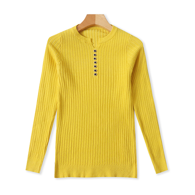 时尚V领长袖针织衫修身弹力毛衣