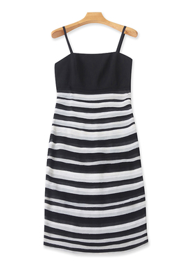 外贸吊带连衣裙 拼接中长款抹胸裙 夏季显瘦百搭时尚女裙子 06072