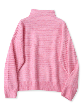 外贸立领长袖毛衣 春秋新款宽松休闲针织衫女套头打底衫上衣15274