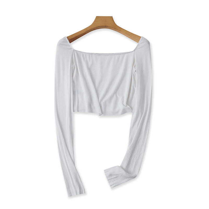 长袖百搭薄款一字肩打底衫