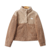 外贸半开领拼色加厚保暖外套 女宽松卫衣14504 套头绒衫 秋冬款 时尚