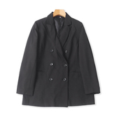 外贸翻领时尚 外套上衣17464 双排扣宽松休闲西服女长袖 西装 春秋款